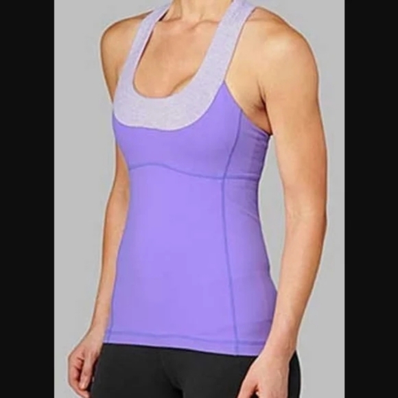 lululemon athletica Tops - Lululemon Scoop Neck Tank Size 10 Lilac Heathered Coal Wee Stripe/Lilac